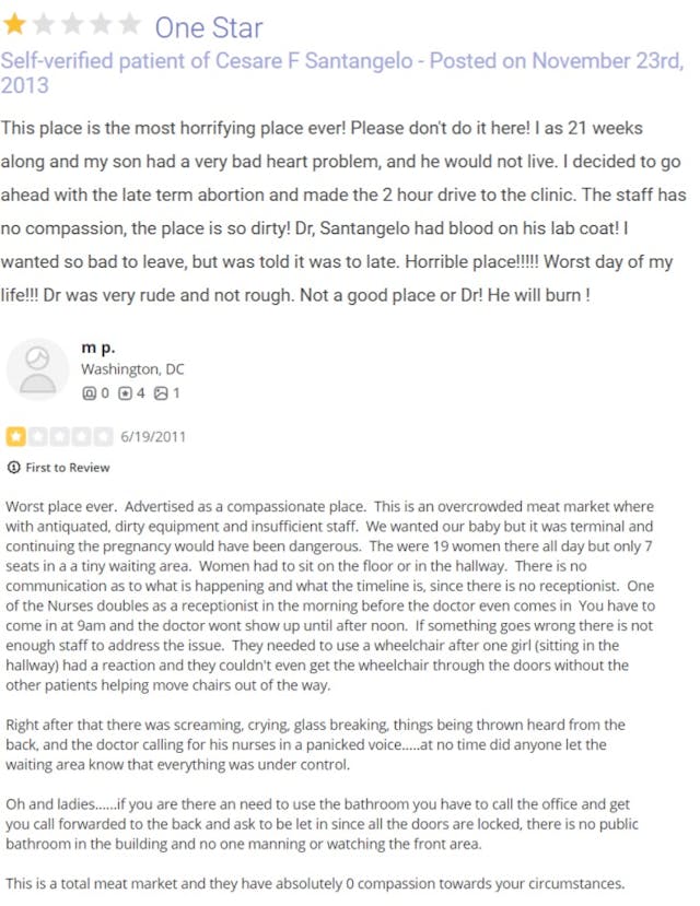 Washington Surgi Clinic abortion reviews owned by Cesare Santangelo Image: Washington Surgi Clinic abortion reviews owned by Cesare Santangelo