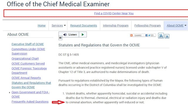 DC Medical Examiner office requires investigation on criminal abortion Image: DC Medical Examiner office requires investigation on criminal abortion
