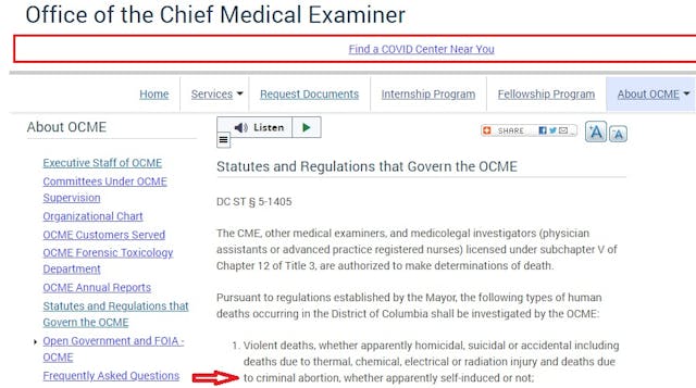 Image: DC Medical Examiner office requires investigation on criminal abortion