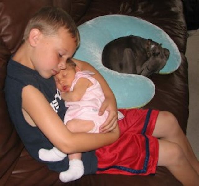 Cal and baby Lola. Cal and baby Lola.