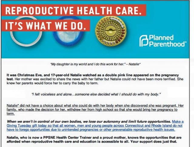 image from a Planned Parenthood email