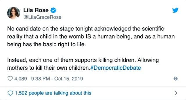 At presidential debate, Democrats unite: No rights for human beings in the womb image