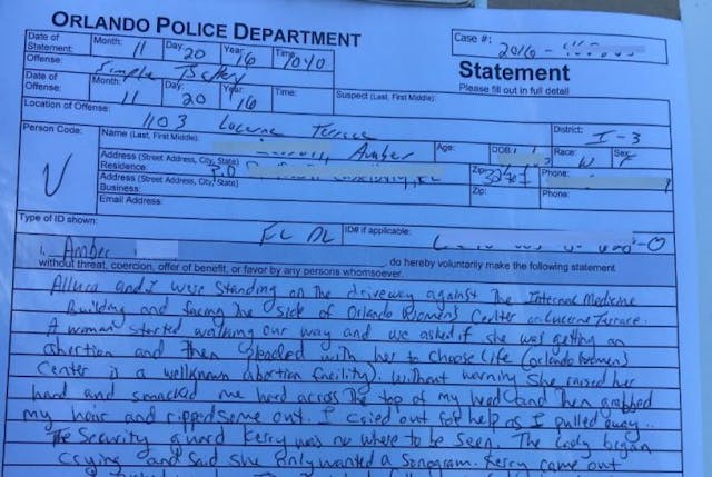 Simple Battery Police Report filed after pro-lifer was attacked Simple Battery Police Report filed after pro-lifer was attacked