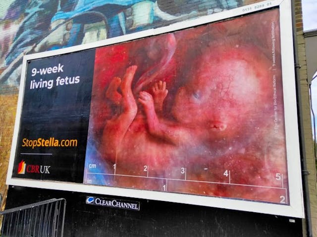 One of the billboards created by pro-life group CBRUK. via Twitter.