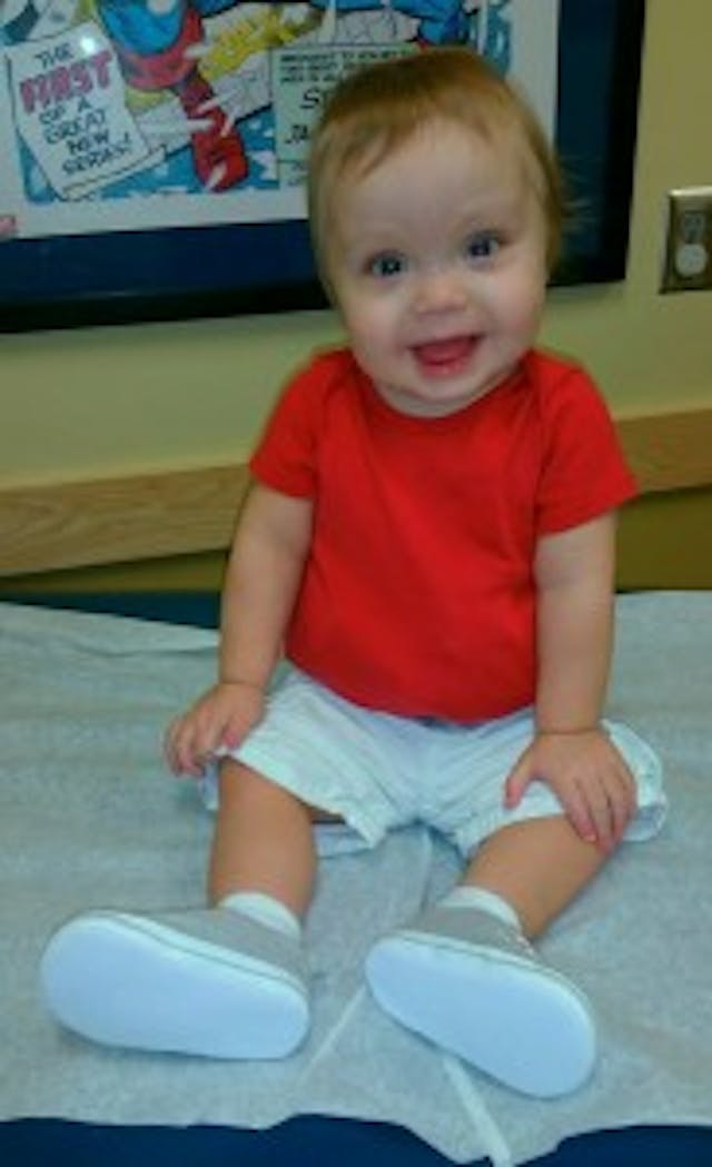 A smiling Easton visits the doctor. easton at the doctor