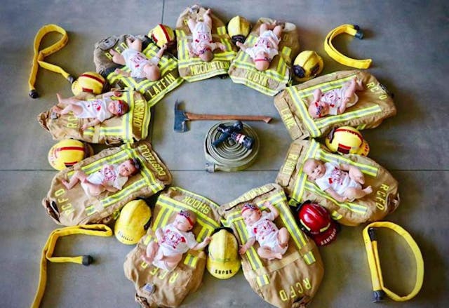 Photo via Facebook Families of one California fire district welcome nine babies in five months image