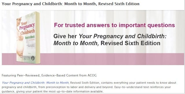 ACOG book Your Pregnancy Month to Month 6th edition (Image: ACOG website) Image: ACOG book Your Pregnancy Month to Month 6th edition
