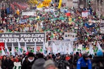 The March for Life crowd in 2015. This year, President Trump will address the March live.
