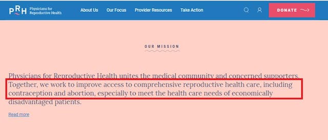 Image: PRH’s stated mission includes advocating for abortion and abortion providers