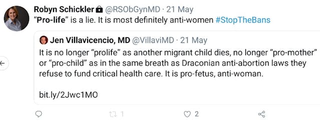 Robyn Schickler calls prolife a lie (Image: Twitter) Image: Robyn Schickler calls prolife a lie (Image: Twitter)