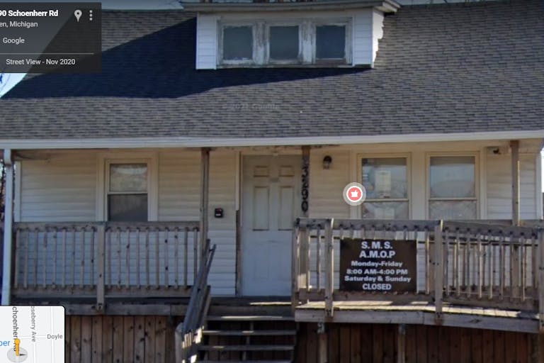 Image: American Mail Order Pharmacy (AMOP) ships abortion pills out of Car Sales building Google Street Image taken 030922