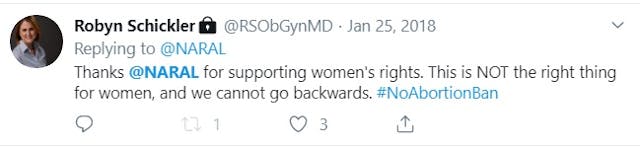 Image: Abortionist Robyn Schickler supports NARAL (Image: Twitter)