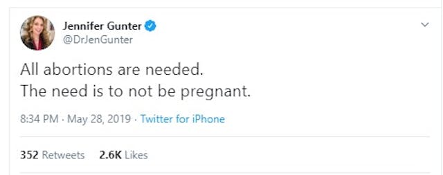Jen Gunter all abortions are needed (Image: Twitter) Image: Jen Gunter all abortions are needed (Image: Twitter)
