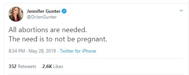 Image: Jen Gunter all abortions are needed (Image: Twitter)