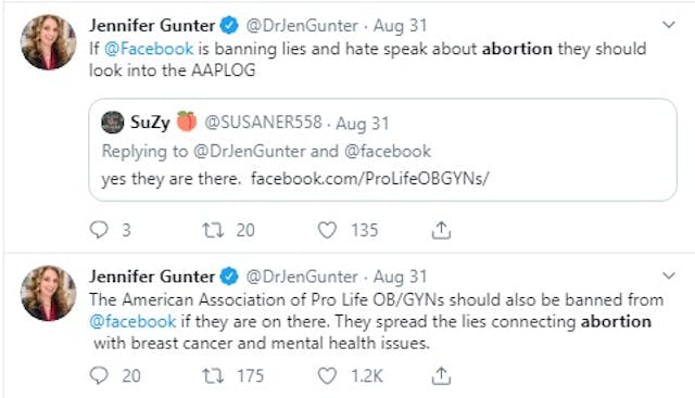 Image: Jen Gunter attacks AAPLOG over abortion (Image: Twitter)