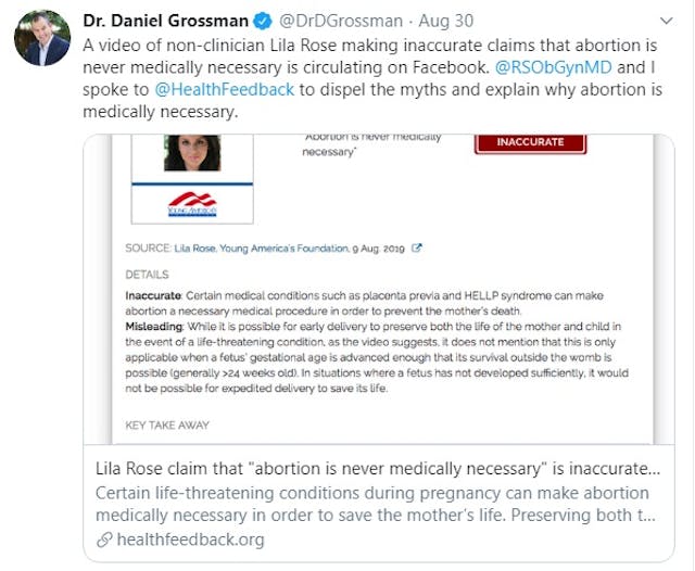 Abortionist Daniel Grossman authors fact check against pro-life group (Image: Twitter) Image: Abortionist Daniel Grossman authors fact check against pro-life group (Image: Twitter)