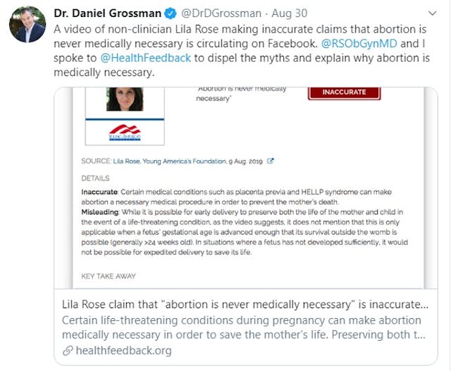 Image: Abortionist Daniel Grossman authors fact check against pro-life group (Image: Twitter)