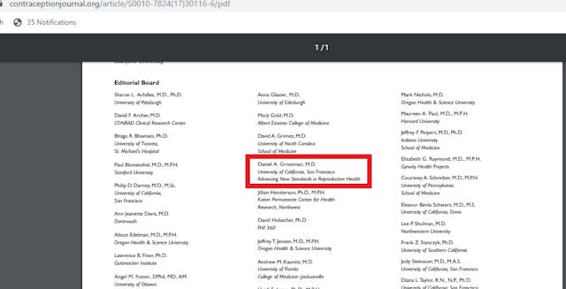 Daniel Grossman editorial board of Journal Contraception Image: Daniel Grossman editorial board of Journal Contraception