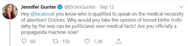 Jen Gunter calling pro-lifers “forced birth trolls” (Image: Twitter) Image: Jen Gunter (Image: Twitter)