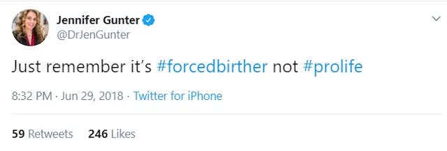 Image: Jen Gunter prolife is forced birther (Image: Twitter)