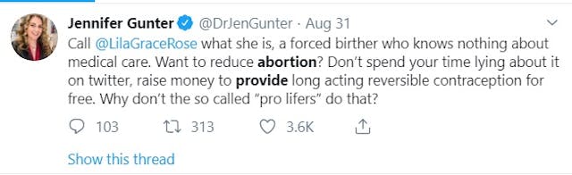Image: Jen Gunter Lila Rose forced birther (Image: Twitter)