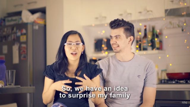 Screenshot of Chika and Al from the pregnancy surprise video.