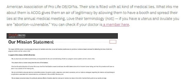 Jen Gunter calls AAPLOG website medical lies Image: Jen Gunter calls AAPLOG website medical lies