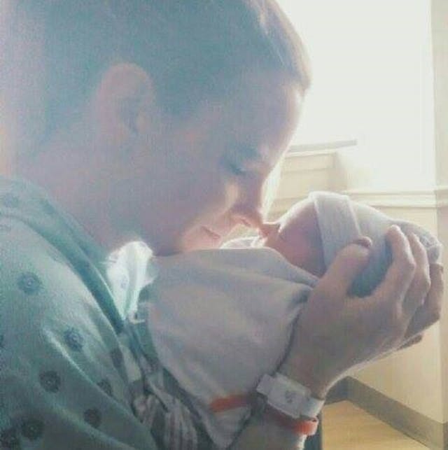 Amy and her son shortly after his birth. Image courtesy of Amy Jedrysek. Amy and her son shortly after his birth. Image courtesy of Amy Jedrysek.