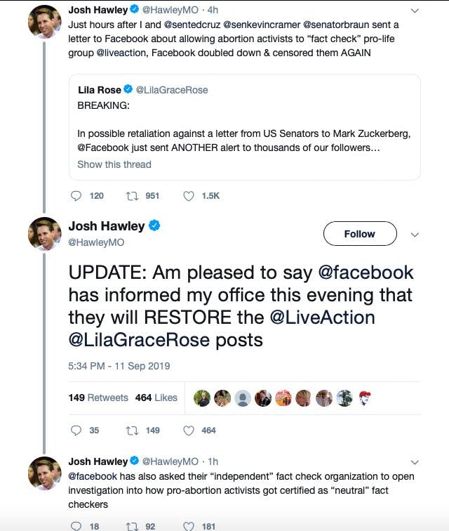 Tweets by Senator Josh Hawley (Twitter) Tweets by Senator Josh Hawley (Twitter)