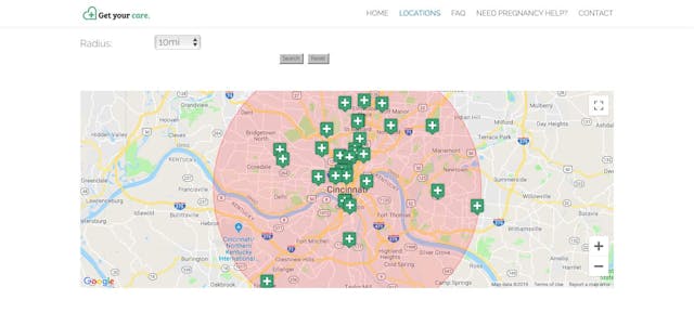 Screenshot from GetYourCare.org showing FQHCs in the Cincinnati area Planned Parenthood has shuttered non-abortion centers for years. Two Ohio closings are more of the same. image
