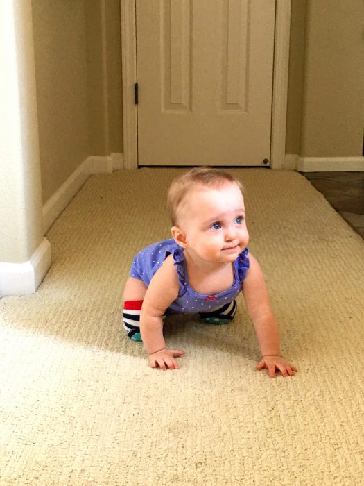 Naomi crawling. Photo courtesy of Angela Bakker.