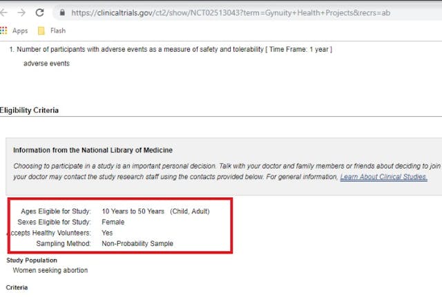 Feasibility TelAbortion clinical trial ages 10 to 50 accessed June 20 2019 Image: Feasibility TelAbortion clinical trial ages 10 to 50 accessed June 20 2019