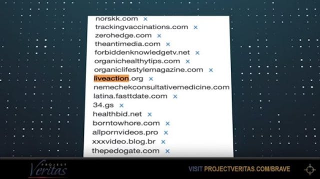 Live Action blocked as Porn site at Pinterest per Project Veritas Image: Live Action is blocked as Porn site at Pinterest per Project Veritas