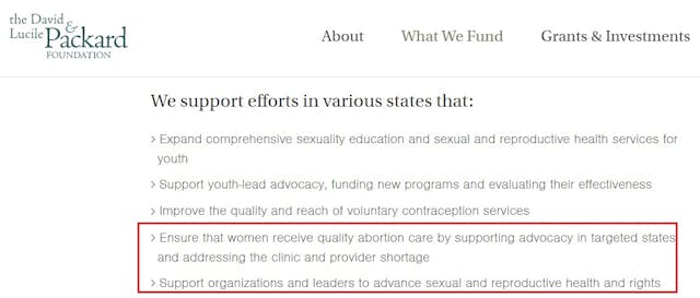 Packard Foundation goal to expand abortion US accessed 07052019 Image: Packard Foundation goal to expand abortion US accessed 7/5/2019