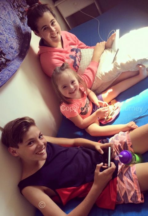 Josee with her big sister Tallara and big brother Max. copyright: Josee'sJourney