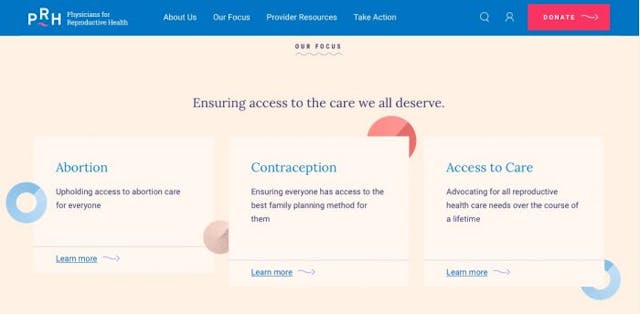 Screenshot, Physicians for Reproductive Health, where “fact checker” Robyn Shickler is a fellow