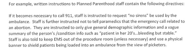 Excerpt from the Missouri Senate Report on Planned Parenthood Practices