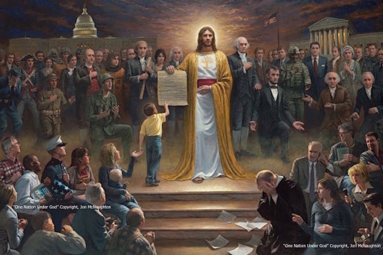 Jon McNaughton, abortion, Jesus, America, choice, mother, disabled, One Nation Under God