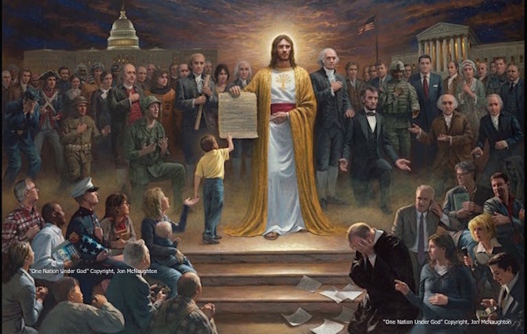 Jon McNaughton, abortion, Jesus, America, choice, mother, disabled, One Nation Under God