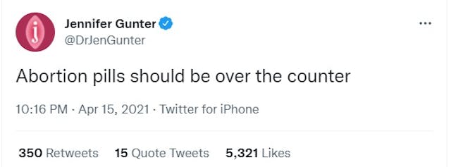 Image: Abortion doc Jennifer Gunter tweets abortion pills should be over the counter (Image: Twitter)