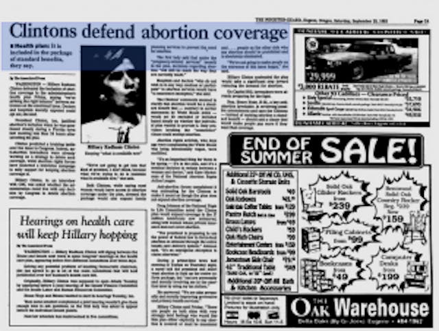 Hillary defends abortion in health care