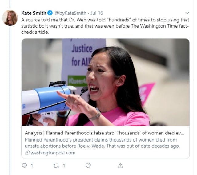 Leana Wen told hundreds of times Illegal Abortion Stat per CBS Kate Smith (Image: Twitter) Image: Leana Wen told hundreds of times Illegal Abortion Stat per CBS Kate Smith (Image: Twitter)