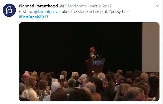 Image: Karen Grove at PP Mar Monte fund raiser (Image: Twitter)