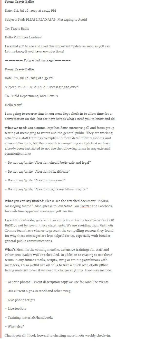 NARAL Abortion messaging Memo published by Splinter Image: NARAL Abortion messaging Memo published by Splinter