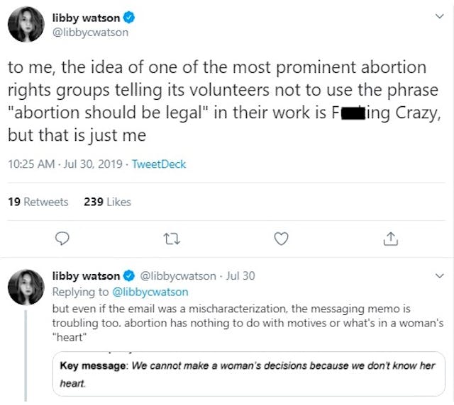 Libby Watson tweet (edited for profanity) Libby Watson tweet (edited for profanity)