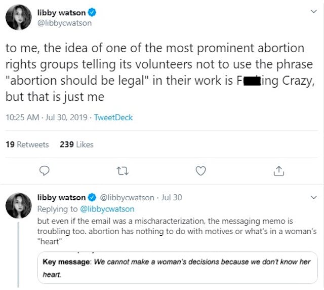 Libby Watson tweet (edited for profanity)