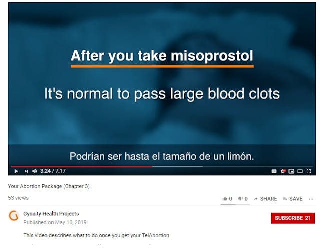 Abortion pill large blood clots after Misoprostol in TelAbortion Gynuity video Image: Abortion pill large blood clots after Misoprostol in TelAbortion Gynuity video