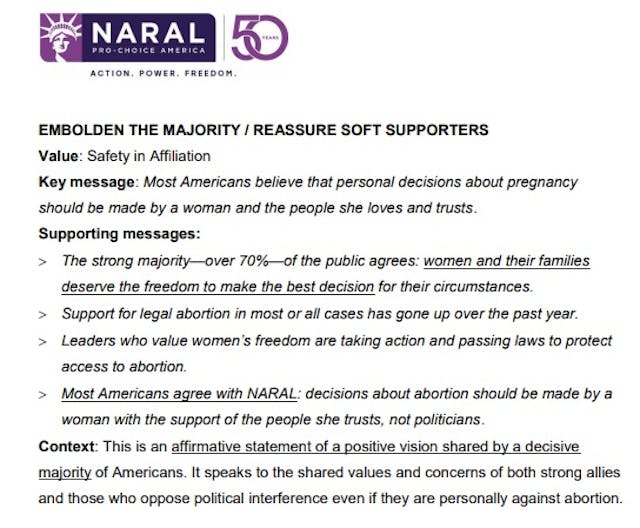 NARAL abortion Messaging Memo embolden value published by Splinter Image: NARAL abortion Messaging Memo embolden value published by Splinter
