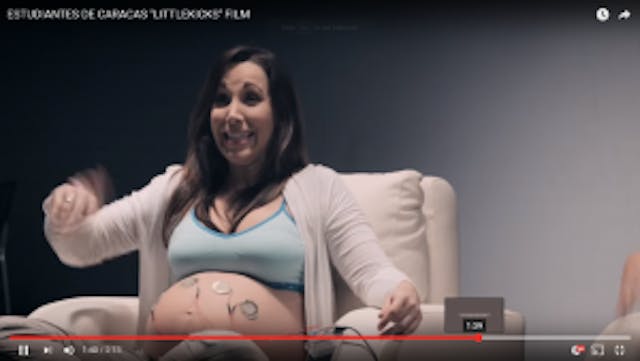 A mother gets excited about her preborn baby’s first soccer game in this screen shot. A mother gets excited about her preborn baby's first soccer game in this screen shot.