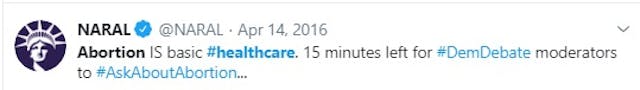 Image: NARAL abortion is Health Care 2016 (Image: Twitter)